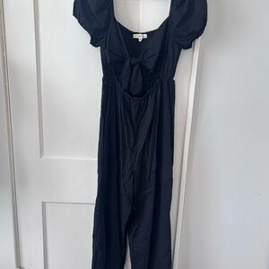 Rewind Black Linen Jumpsuit